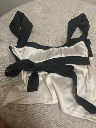 Black and white satin top