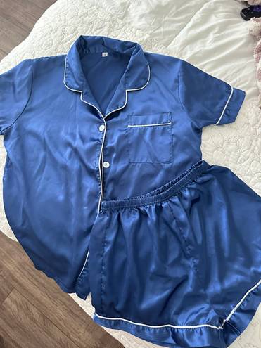 Satin Pajama Set Blue