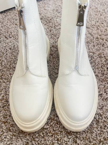 White Zip Up Booties Size 8