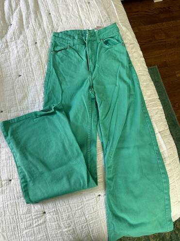 H&M Wide Leg Green Jeans