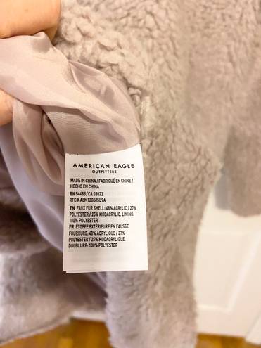 American Eagle NWOT  purple/gray long teddy jacket