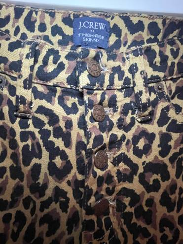 J.Crew J.,Crew 9” High-Rise Skinny Leopard Print Jeans 