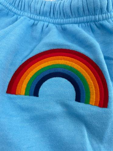 Aviator Nation NEW  Rainbow Embroidered Classic Sweatpants Light Sky Blue Size L