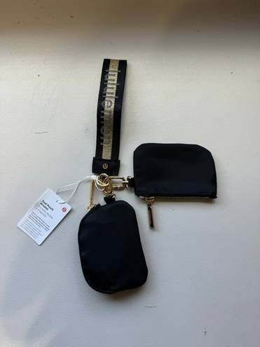 Lululemon Dual Pouch Wristlet Black Gold Brand New