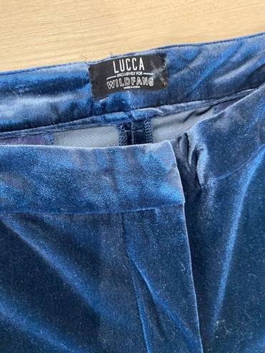 Lucca Couture Blue Velvet Cropped Pants 