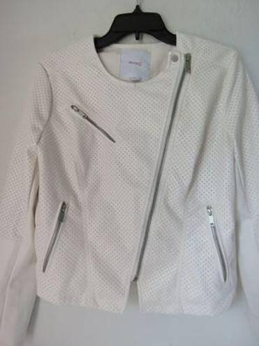 Skinny Girl white faux leather motto jacket Size Large