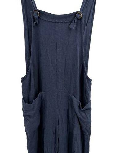 Natural Life  Coverall XS Blue Carly Overalls Wide Leg Rayon Linen