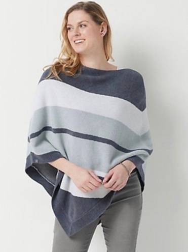 Barefoot Dreams Grey Striped Ocean Breeze Poncho