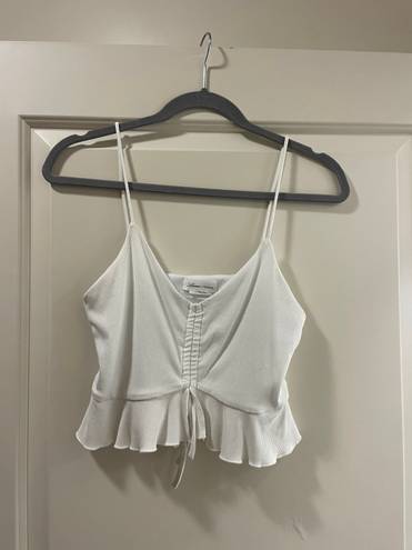 Lovers + Friends White Rib Ruffle Tank