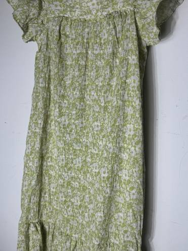 Rails Skylar Revolve Dress Green Posies Cotton Gauze Midi Ruffle Linen Dress size XS cottage