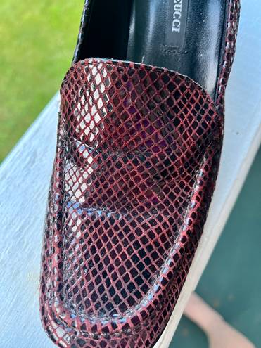 Sesto Meucci Vintage  Maroon snakeskin Heeled loafers