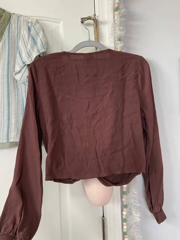 West of Melrose Brown Longsleeve Crop