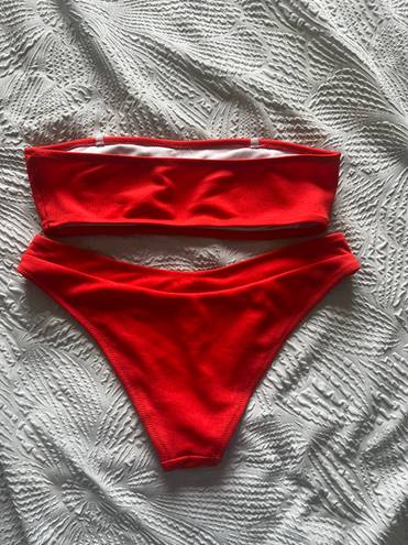 Zaful Red Bandeau Bikini Set