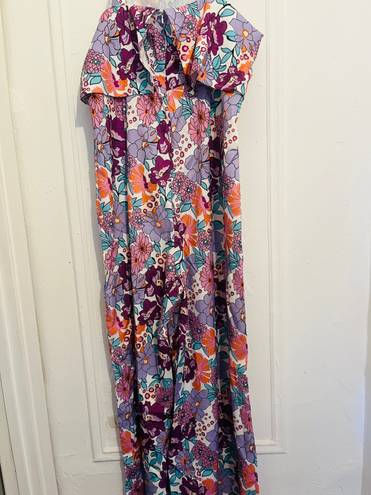 Floral Print Jumpsuit Purple Size XL