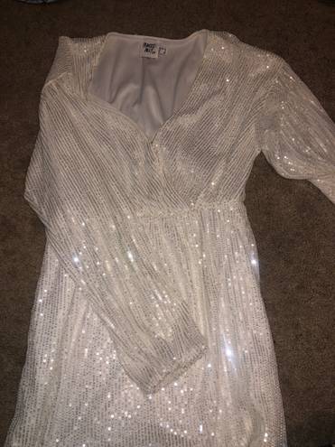 Princess Polly Sequin Mini Dress White Size M