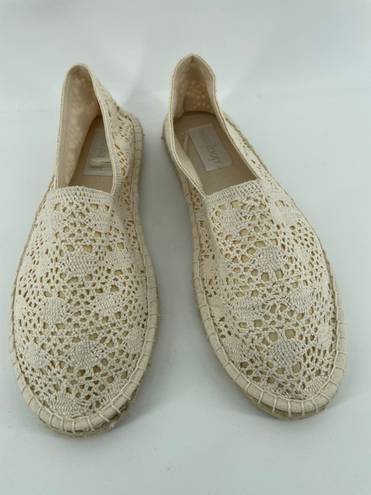 West Loop Women’s Creme Fabric Crochet Slip On Espadrille Flats Large 9/10