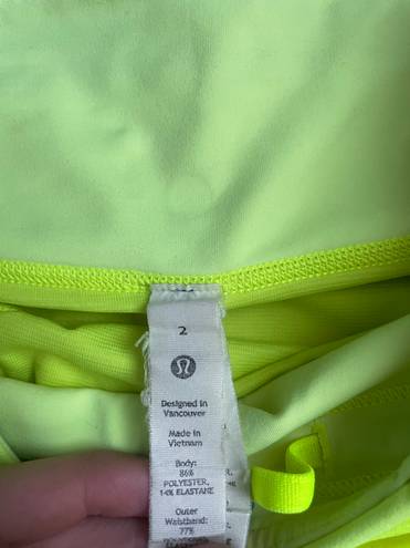 Lululemon Neon Green  Hotty Hots 4 Inch