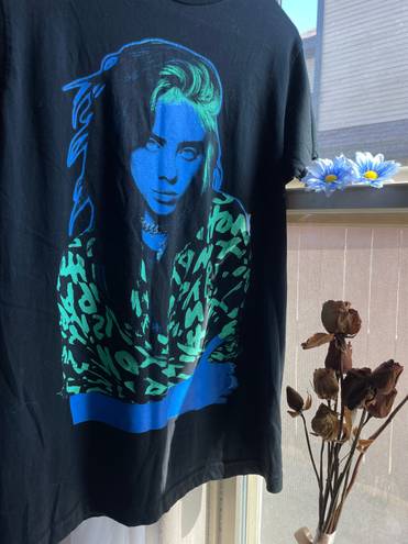 Billie Eilish green and blue neon graphic tee