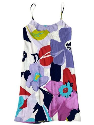 Natori  Silky Retro Floral Midi Bonita Chemise Slip Dress Size Medium