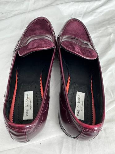 Rag and Bone Dina leather penny loafers in burgundy Bordeaux color 