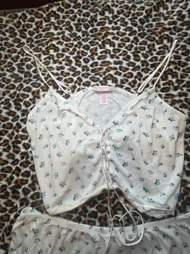 Victoria's Secret white and blue floral VS pj set matching