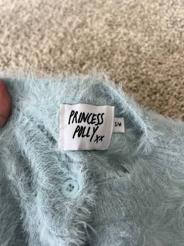 Princess Polly cropped fuzzy blue y2k cardigan