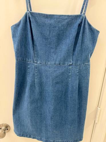 Urban Outfitters Blue Straight Neck Denim Chambray Mini Dress- Size Medium