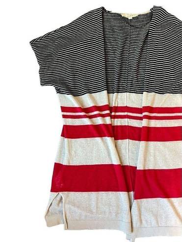 Loft  long open striped cardigan