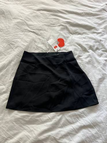 Cider black minimalist satin mini skirt XS NWT