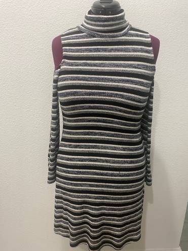 American Eagle Soft Cold Shoulder Turtleneck Striped Dress size medium