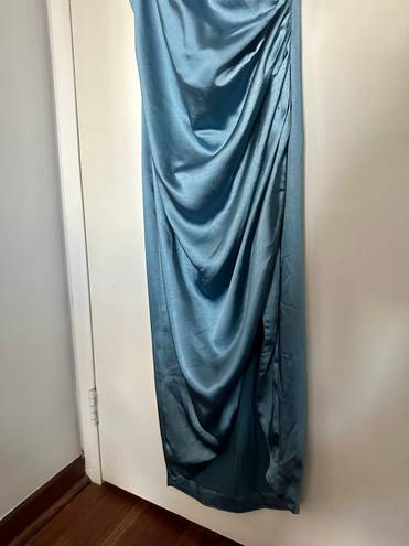 Elliatt Cocktail Dress Blue One Shoulder Ruched NWT