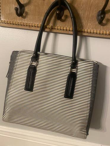 Stella & Dot NWOT  Leather Black White Tote