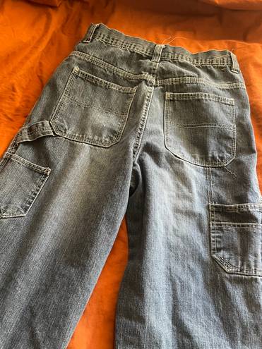 Distressed Straight Leg Denim Cargo Pants Size 29