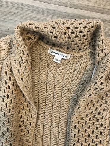 Studio Works Cardigan Size Large, pit to pit is 23, length is 30