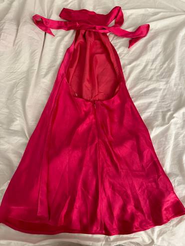 Silk Halter Dress Pink