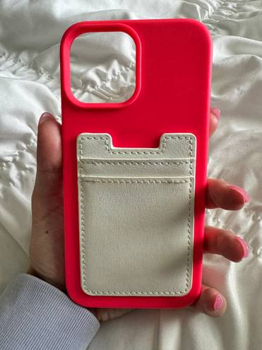 Neon Pink Iphone case w leather wallet