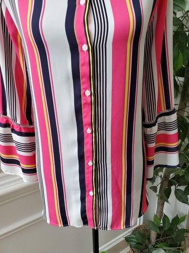 Est. 1946  Women Multicolor Polyester Collared Long Sleeve Button Down Shirt 20W