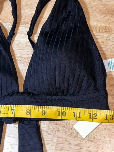 Aerie Large  Women’s Black Rib Triangle Tie Back Bikini Top BNWTS  $34.95