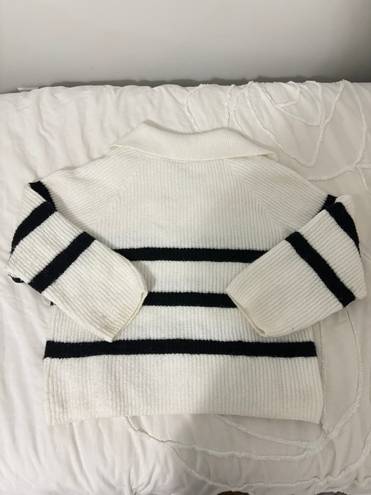 H&M Striped Quarter Zip Sweater