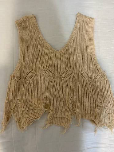 Gilded Intent Cable Knit Sweater Tank Top