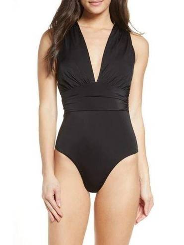 Chelsea28  Womens 4 Way Convertible One Piece Swimsuit L Black Halter Crossback