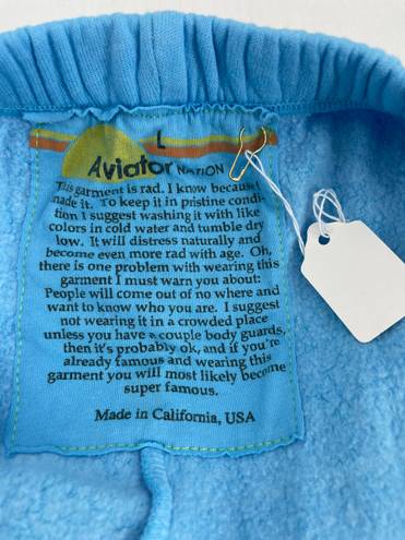 Aviator Nation NEW  Rainbow Embroidered Classic Sweatpants Light Sky Blue Size L