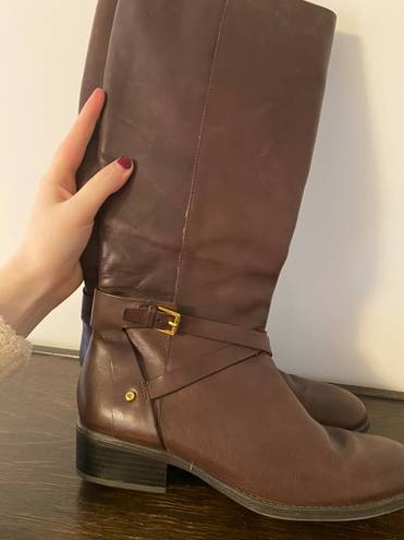 Ralph Lauren Tall Brown Boots With Gold Buckles