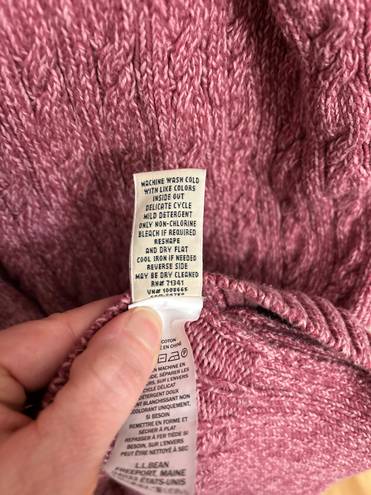 L.L.Bean Women's  Double L Mixed-Cable Knit Pink Sweater Front Cardigan Medium