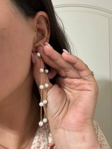 Anthropologie Gold Pearl Drop Earrings