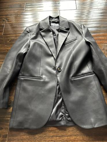 Mango Oversized Leather Blazer