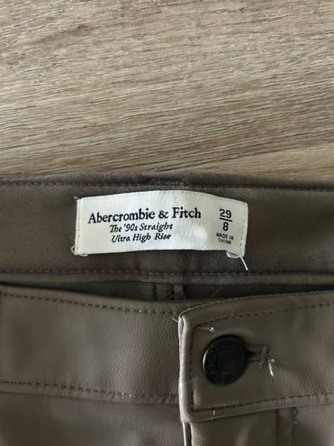 Abercrombie & Fitch Abercrombie Dark Green ‘90s Straight Ultra High Rise Vegan Leather Pants