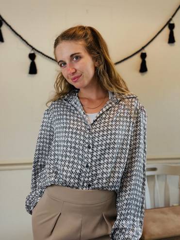 Houndstooth Vintage David Matthew’s Silk  Button Down