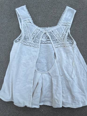 Free People White Lace Tank Top