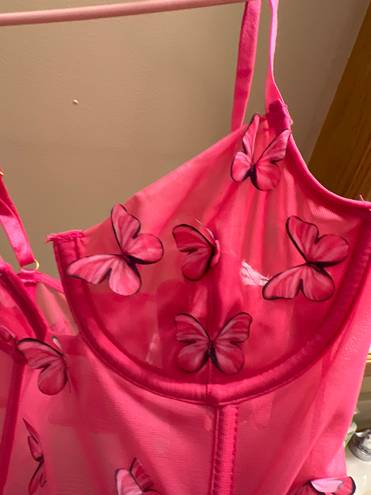 Boutique Pink Butterfly Corset Top